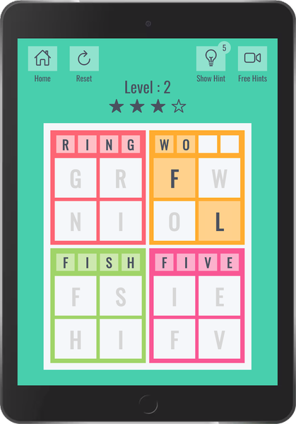 Brainy four: Four letter words - عکس بازی موبایلی اندروید