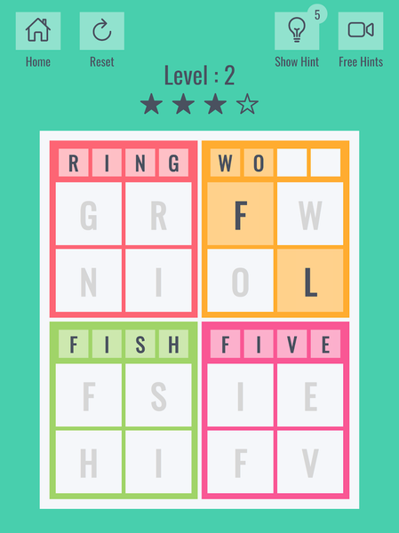Brainy four: Four letter words - عکس بازی موبایلی اندروید