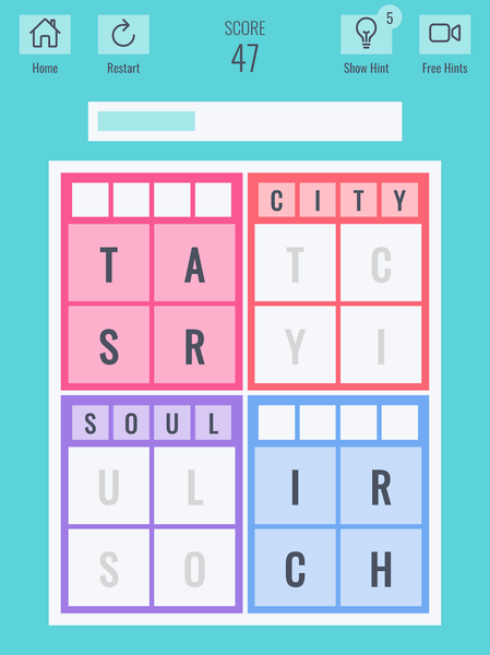 Brainy four: Four letter words - عکس بازی موبایلی اندروید