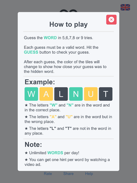Woriddle! Word Guess Challenge - Gameplay image of android game