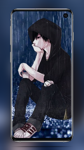 Anime  boy sitting in the rain HD wallpaper