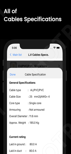 Voltage drop / Cable size /SC - عکس برنامه موبایلی اندروید