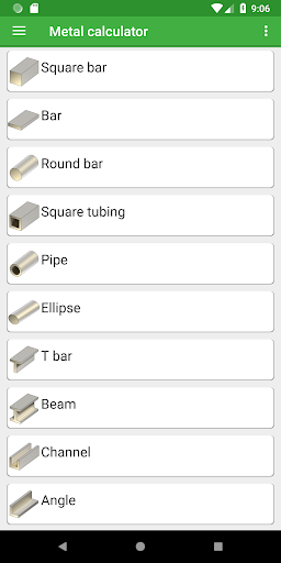 Metal weight calculator - Image screenshot of android app
