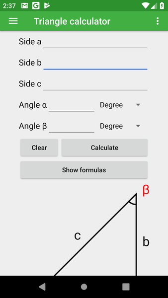 Triangle calculator - عکس برنامه موبایلی اندروید