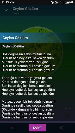 Ceylan - Şarkı sözleri - Image screenshot of android app