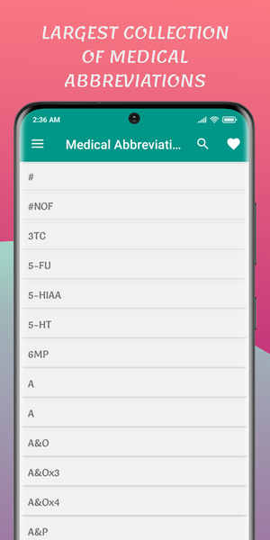 Medical Abbreviations - Image screenshot of android app