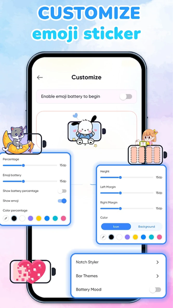Emoji Battery: Status Bar - عکس برنامه موبایلی اندروید