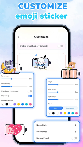 Emoji Battery: Status Bar - عکس برنامه موبایلی اندروید