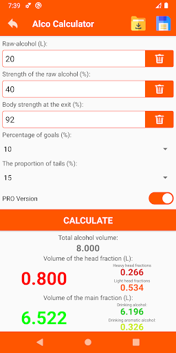 Alco Calculator for moonshiner - عکس برنامه موبایلی اندروید