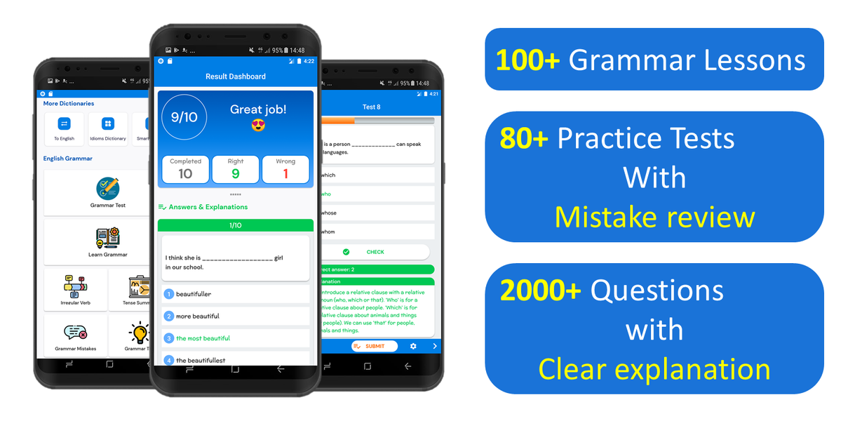 English Grammar Learn & Test - Image screenshot of android app