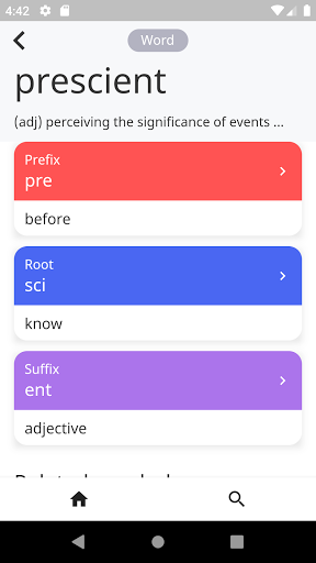 WordBranch -Prefix/Root/Suffix - Image screenshot of android app