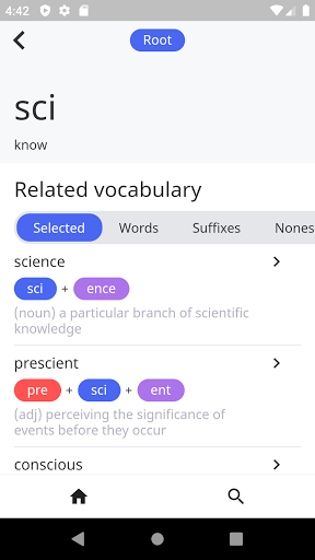 WordBranch -Prefix/Root/Suffix - Image screenshot of android app
