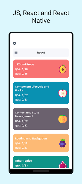 JS & React Interview Questions - Image screenshot of android app
