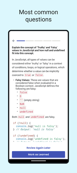 JS & React Interview Questions - Image screenshot of android app