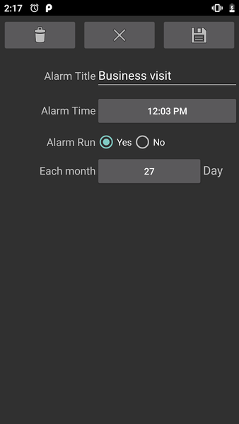 Monthly Alarm - Image screenshot of android app