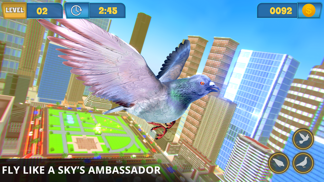 Flying Pigeon Bird simulator - Gameplay image of android game