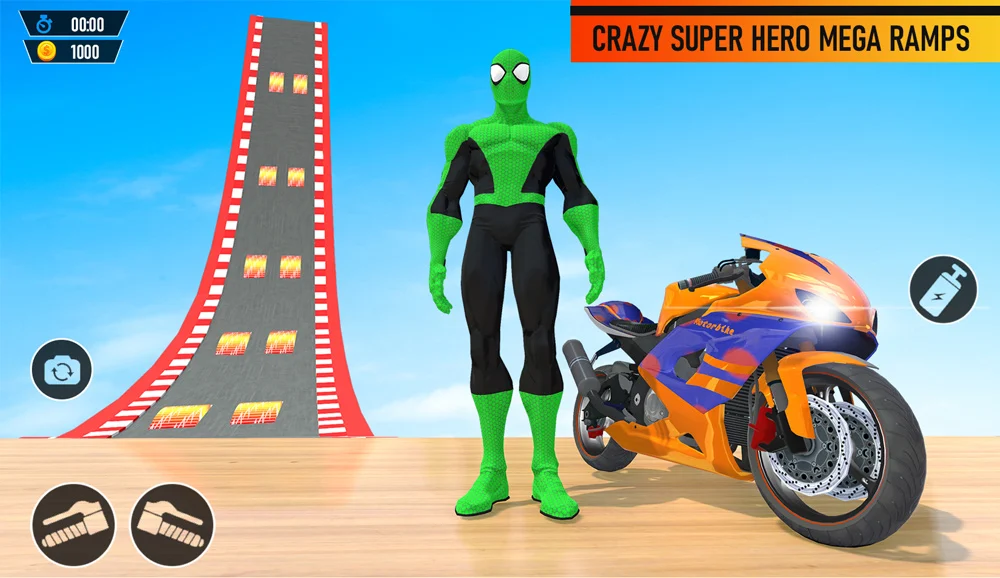 Superhero Mega Ramp Bike Stunt - عکس بازی موبایلی اندروید