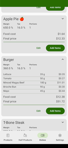 Food Cost Calculator - عکس برنامه موبایلی اندروید