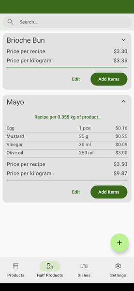 Food Cost Calculator - عکس برنامه موبایلی اندروید