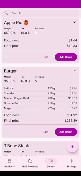 Food Cost Calculator - عکس برنامه موبایلی اندروید