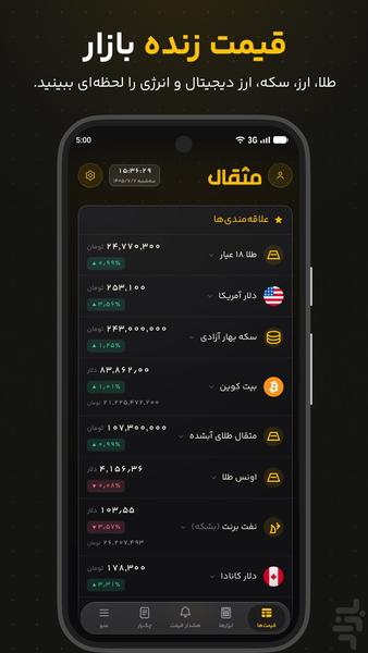 قیمت طلا ، دلار ، سکه ، ارز ، نفت - عکس برنامه موبایلی اندروید