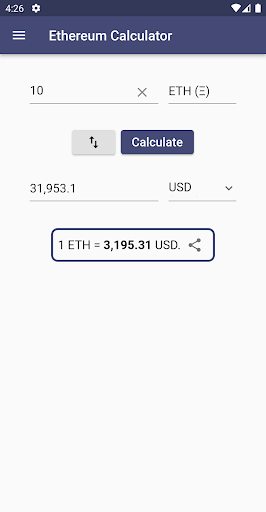 Ethereum Calculator - Image screenshot of android app