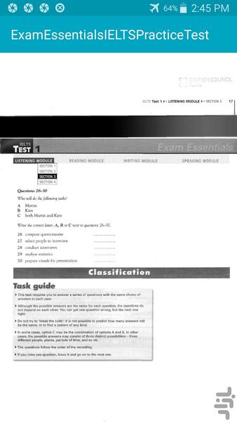 آزمون تمرینی ضروری آیلتس IELTS - Image screenshot of android app