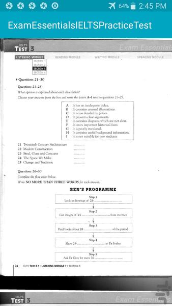آزمون تمرینی ضروری آیلتس IELTS - Image screenshot of android app