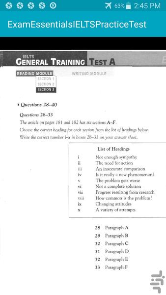 آزمون تمرینی ضروری آیلتس IELTS - Image screenshot of android app