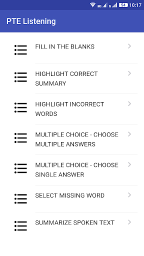 PTE 2018 - 2019 LISTENING PRACTICE TESTS - Image screenshot of android app