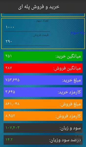 ماشین حساب بورس - Image screenshot of android app