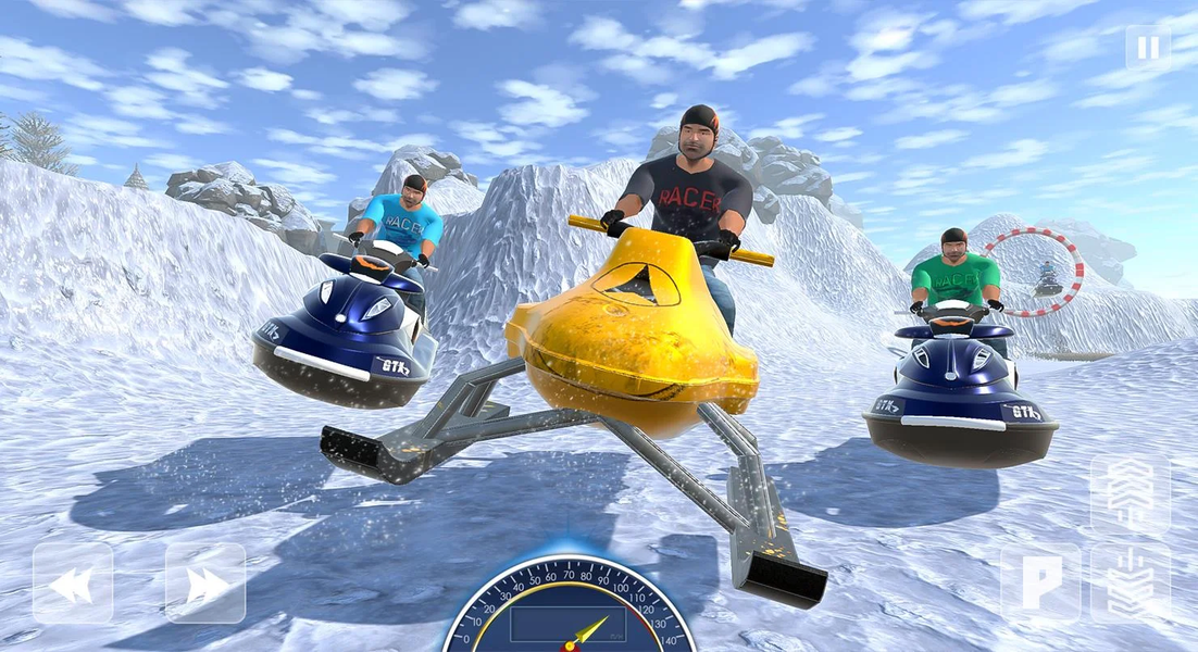 Snow Mountain Boat Bike Racing - Gameplay image of android game