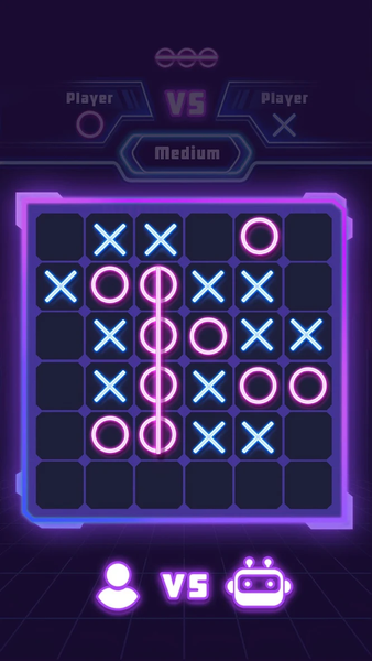 Tic Tac Toe 2 Player: XO Glow - Gameplay image of android game
