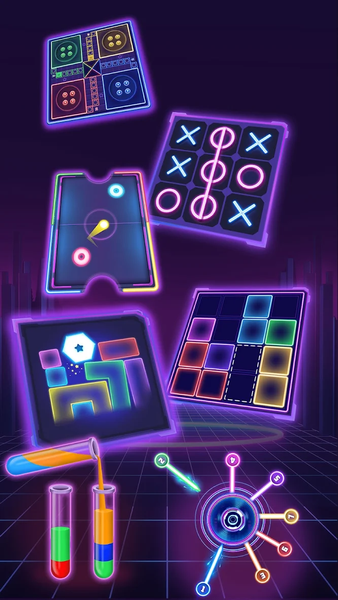 Tic Tac Toe 2 Player: XO Glow - Gameplay image of android game