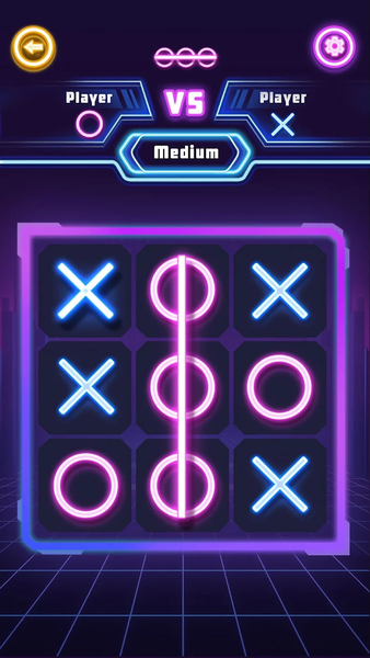 Tic Tac Toe 2 Player: XO Glow - Gameplay image of android game