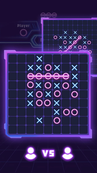 Tic Tac Toe 2 Player: XO Glow - Gameplay image of android game