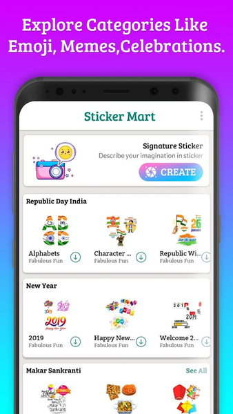 Sticker Mart - Stickers For Chat - عکس برنامه موبایلی اندروید