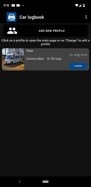 Car logbook App - Image screenshot of android app