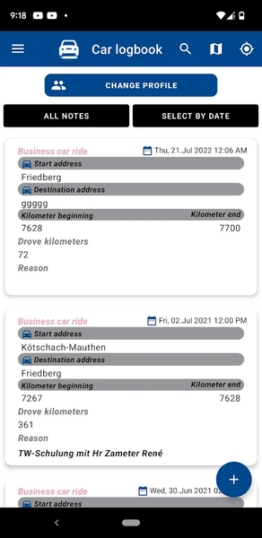 Car logbook App - عکس برنامه موبایلی اندروید
