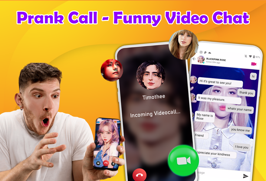 Prank Call - Funny Video Chat - عکس برنامه موبایلی اندروید