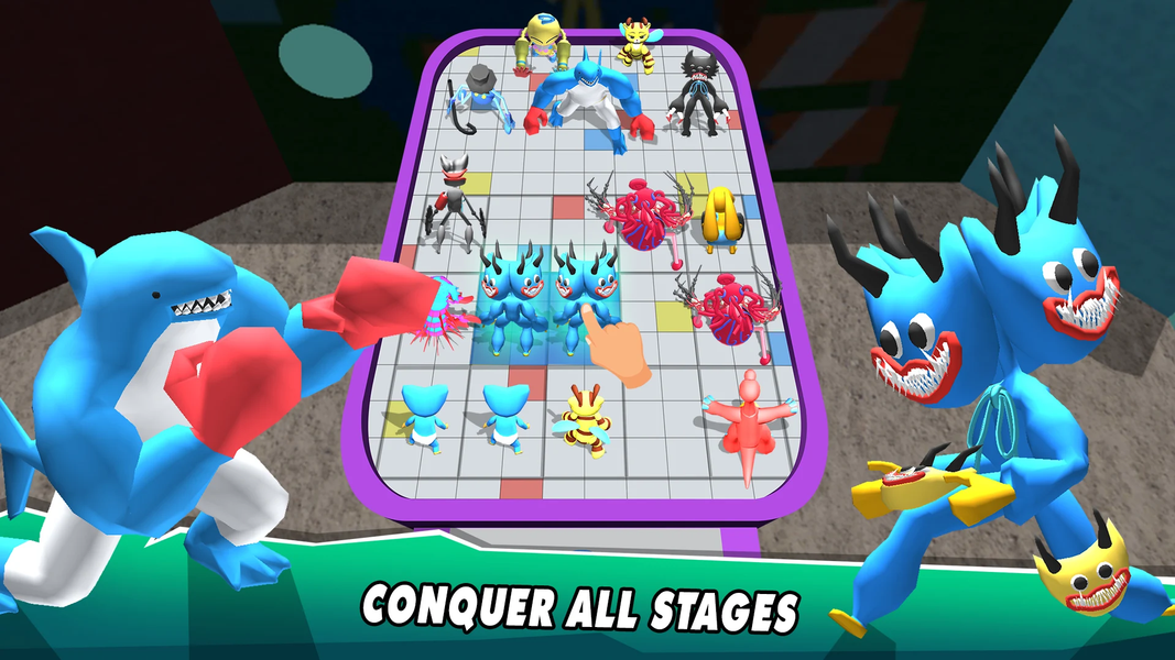 Merge Blue Monster: Battle Run - Gameplay image of android game