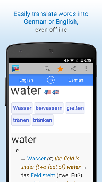 English-German Translation - Image screenshot of android app