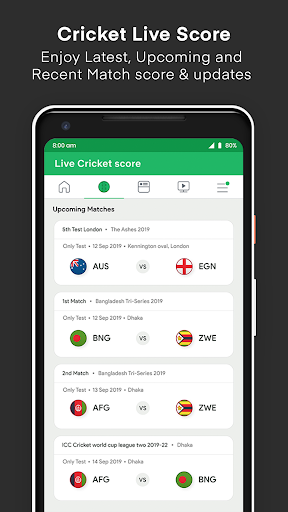 Live cricket top match on mobile