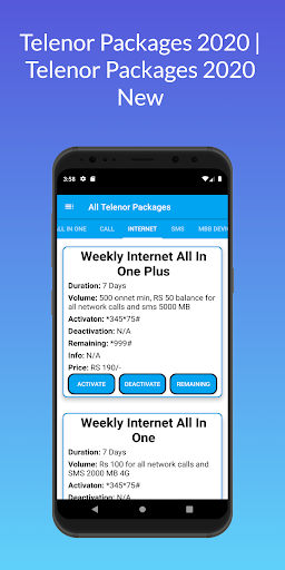 Telenor Packages 2022 - Image screenshot of android app