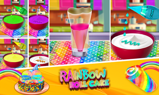 Rainbow Swiss Roll Cake Maker! New Cooking Game - Gameplay image of android game