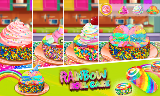 Rainbow Swiss Roll Cake Maker! New Cooking Game - Gameplay image of android game