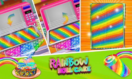 Rainbow Swiss Roll Cake Maker! New Cooking Game - Gameplay image of android game