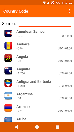 Country Code - Image screenshot of android app
