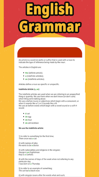 Learning English: Articles - عکس برنامه موبایلی اندروید