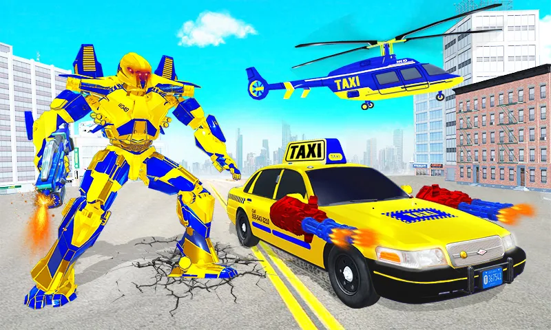 Taxi Helicopter Car Robot Game - Gameplay image of android game